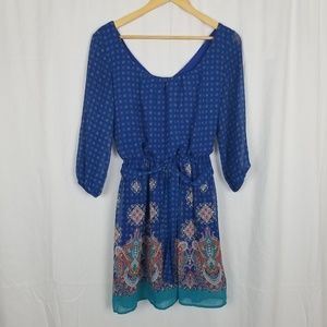 As U Wish Blue Boho Dress Size Small